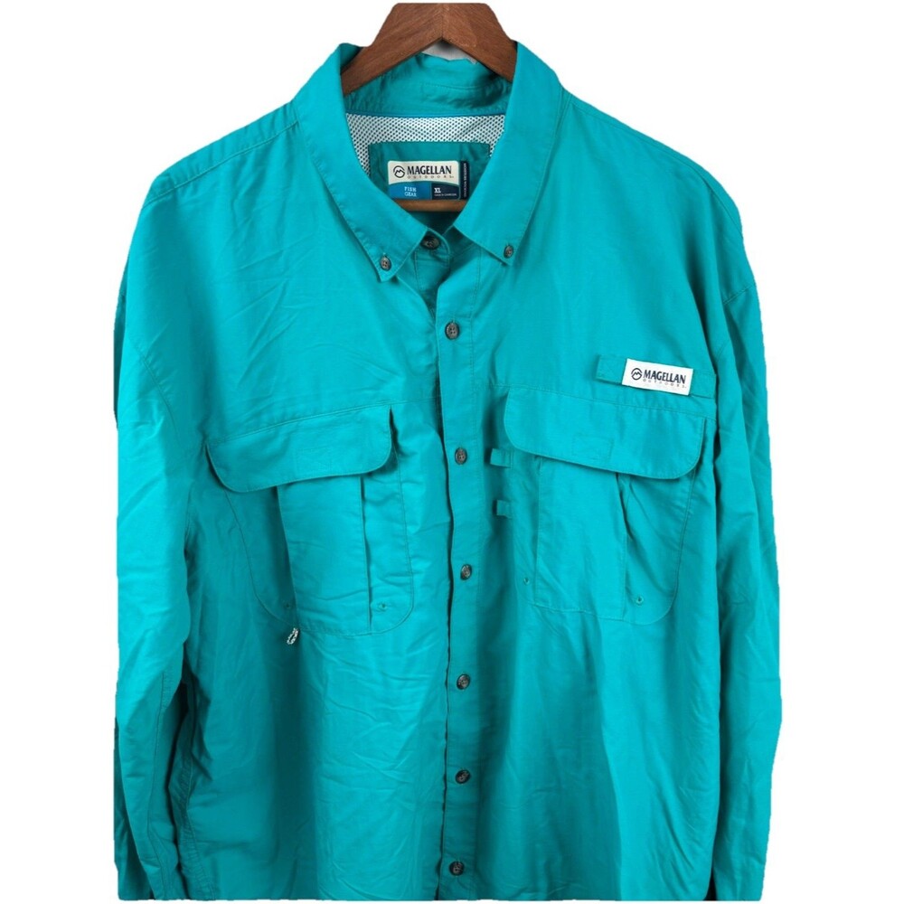 Magellan Outdoors Fish Gear Long Sleeve Shirt Relaxed Fit XL Wicking Button Down